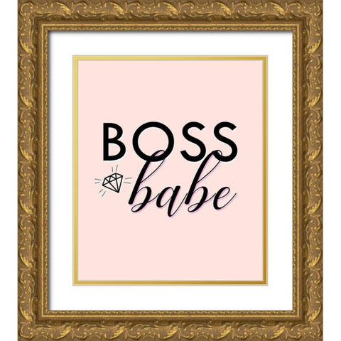 Boss Babe Gold Ornate Wood Framed Art Print with Double Matting by Quach, Anna
