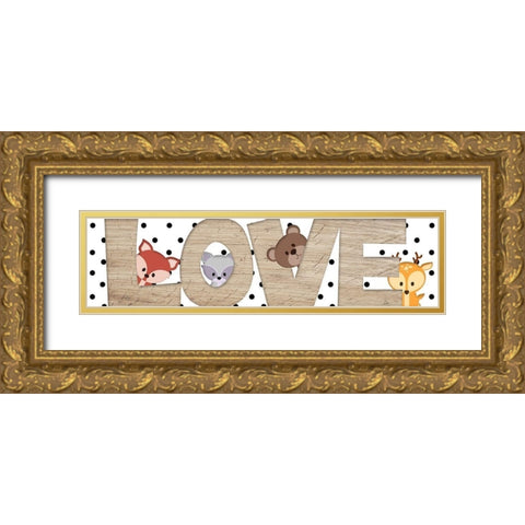 Love Gold Ornate Wood Framed Art Print with Double Matting by Quach, Anna