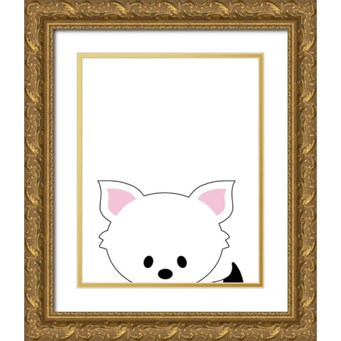 Peek-A-Boo II Gold Ornate Wood Framed Art Print with Double Matting by Quach, Anna