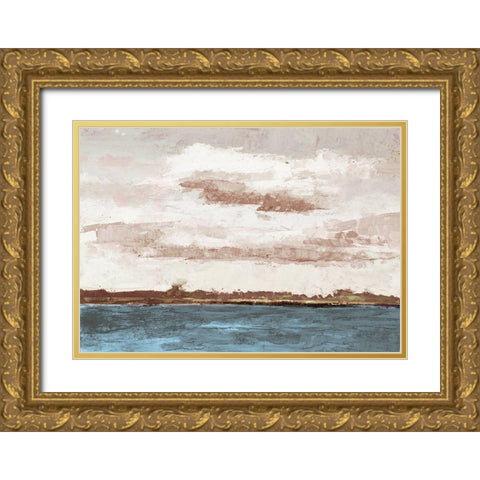 Cloudy Shores and Pink Skies Gold Ornate Wood Framed Art Print with Double Matting by Green, Jenny