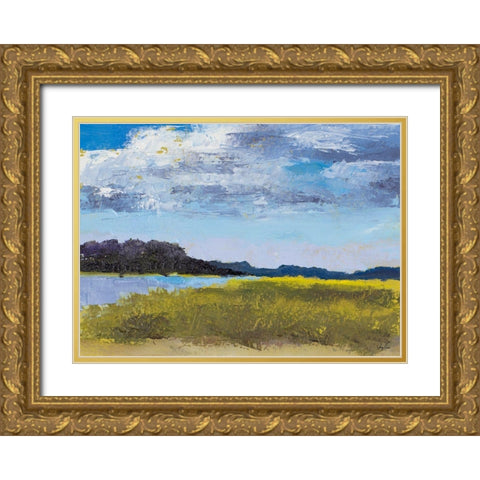 Blue Skies Gold Ornate Wood Framed Art Print with Double Matting by Green, Jenny