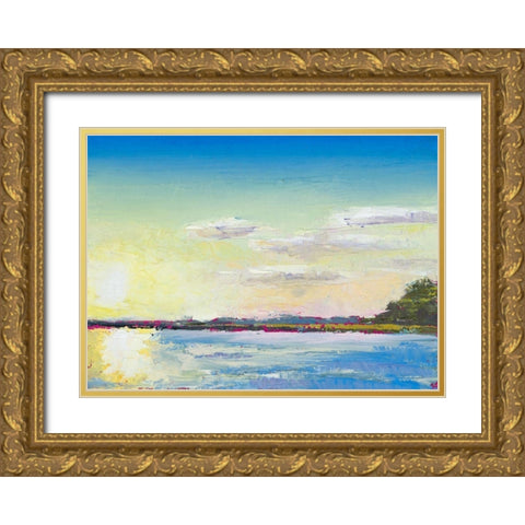 Sun on the Water Gold Ornate Wood Framed Art Print with Double Matting by Green, Jenny