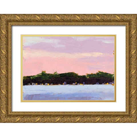 Across the Lake Gold Ornate Wood Framed Art Print with Double Matting by Green, Jenny