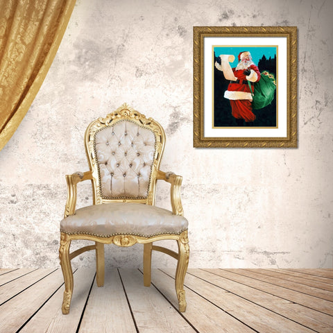 Jolly Old Saint Nick Gold Ornate Wood Framed Art Print with Double Matting by Green, Jenny