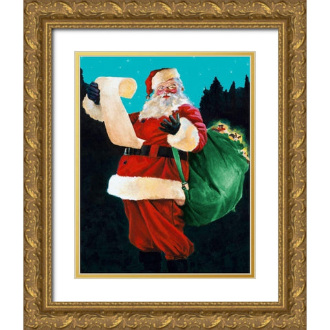 Jolly Old Saint Nick Gold Ornate Wood Framed Art Print with Double Matting by Green, Jenny
