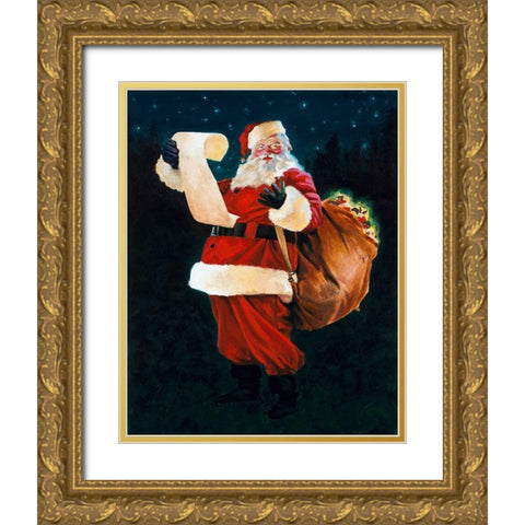 Jolly Old Saint Nick Gold Ornate Wood Framed Art Print with Double Matting by Green, Jenny