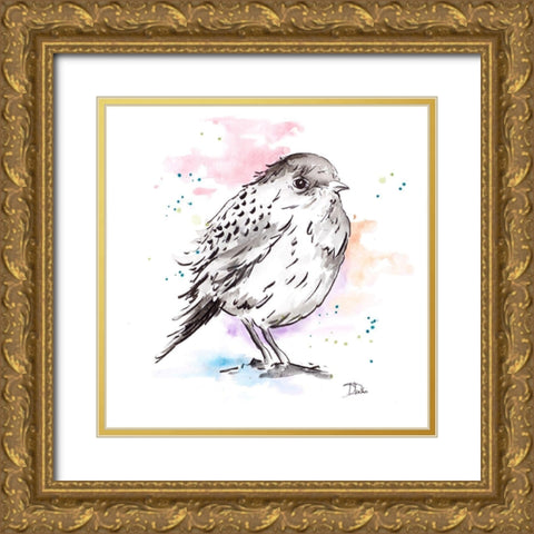 Bird Sketch III Gold Ornate Wood Framed Art Print with Double Matting by Pinto, Patricia