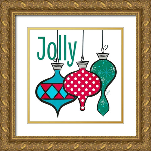 Joyful Christmas Ornaments IV Gold Ornate Wood Framed Art Print with Double Matting by Metz, Andi