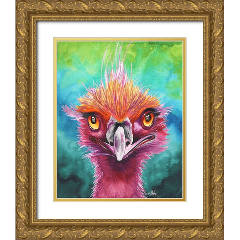 Emus Of A Feather Gold Ornate Wood Framed Art Print with Double Matting by Medley, Elizabeth