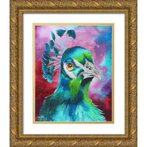 Peacocks of a Feather Gold Ornate Wood Framed Art Print with Double Matting by Medley, Elizabeth