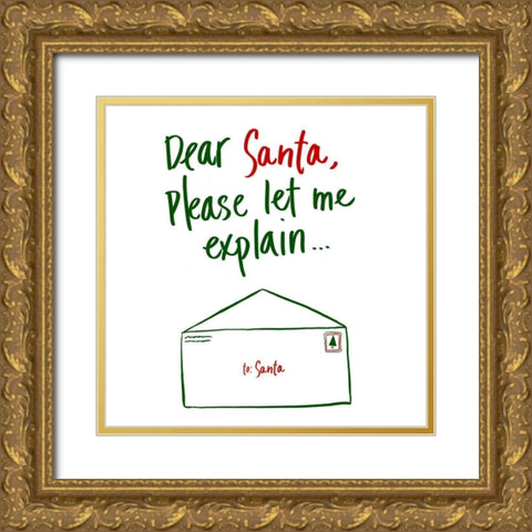 Dear Santa Gold Ornate Wood Framed Art Print with Double Matting by SD Graphics Studio