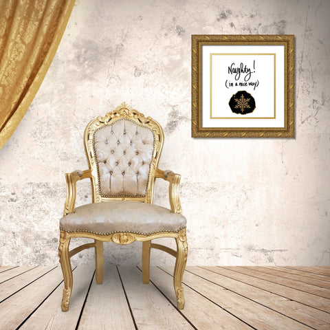 Naughty In A Nice way Gold Ornate Wood Framed Art Print with Double Matting by SD Graphics Studio