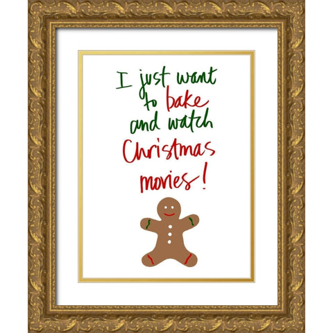 Holiday Baked Goods Gold Ornate Wood Framed Art Print with Double Matting by SD Graphics Studio