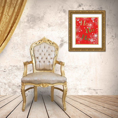 Ho Ho Ho (Red) Gold Ornate Wood Framed Art Print with Double Matting by Quach, Anna