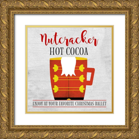Nutcracker Hot Cocoa Gold Ornate Wood Framed Art Print with Double Matting by Quach, Anna
