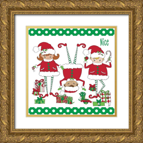 Nice Elves Gold Ornate Wood Framed Art Print with Double Matting by Metz, Andi