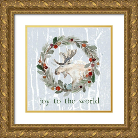 Joy To The World Gold Ornate Wood Framed Art Print with Double Matting by Loreth, Lanie