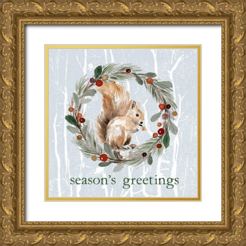 Seasons Greetings Gold Ornate Wood Framed Art Print with Double Matting by Loreth, Lanie