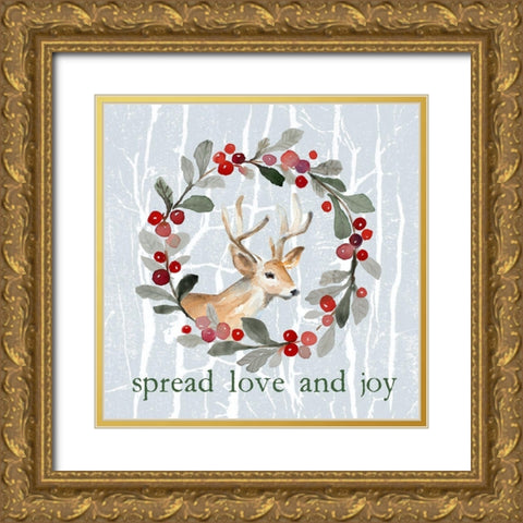 Spread Love and Joy Gold Ornate Wood Framed Art Print with Double Matting by Loreth, Lanie