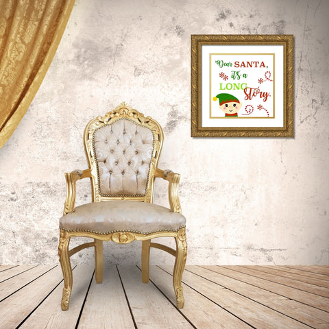 Dear Santa Gold Ornate Wood Framed Art Print with Double Matting by Quach, Anna