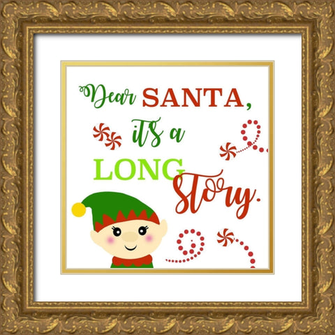 Dear Santa Gold Ornate Wood Framed Art Print with Double Matting by Quach, Anna