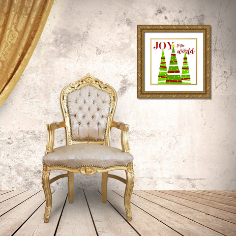 Joy to the World Gold Ornate Wood Framed Art Print with Double Matting by Quach, Anna