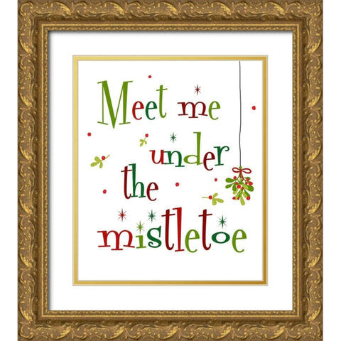 Meet Me Under the Mistletoe Gold Ornate Wood Framed Art Print with Double Matting by Quach, Anna