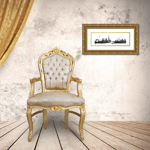 Paris Skyline Gold Ornate Wood Framed Art Print with Double Matting by Quach, Anna