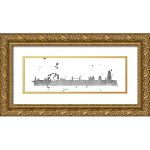 London Skyline Gold Ornate Wood Framed Art Print with Double Matting by Quach, Anna