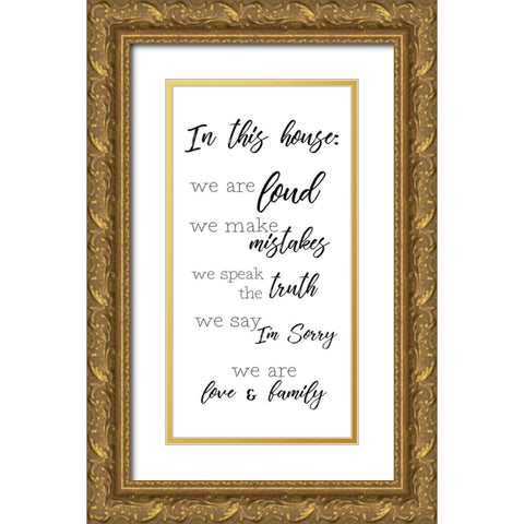 We Are Family Gold Ornate Wood Framed Art Print with Double Matting by Quach, Anna