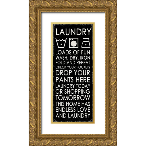 Laundry Gold Ornate Wood Framed Art Print with Double Matting by Quach, Anna