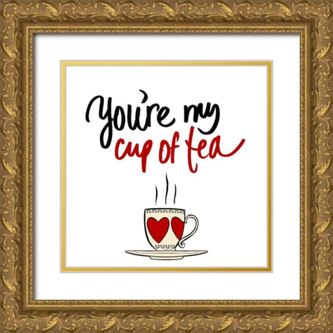 Cup of Tea Gold Ornate Wood Framed Art Print with Double Matting by SD Graphics Studio