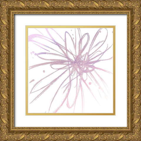 Pink Burst I Gold Ornate Wood Framed Art Print with Double Matting by Hewitt, L.