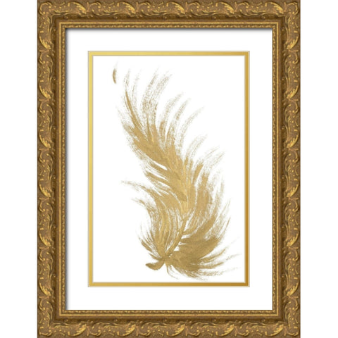 Gold Feather II Gold Ornate Wood Framed Art Print with Double Matting by Hewitt, L.