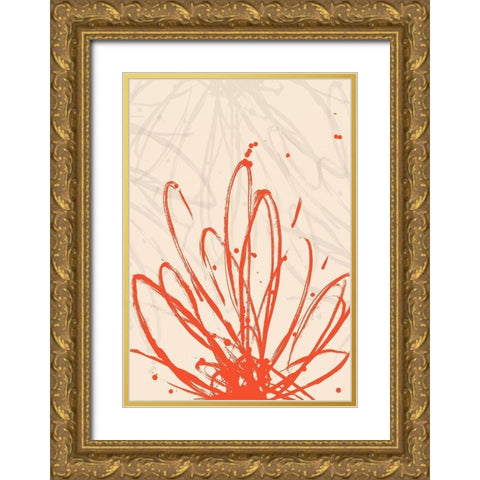 Mandarin Burst II Gold Ornate Wood Framed Art Print with Double Matting by Hewitt, L.