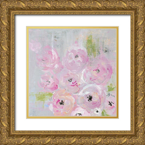 Field of Roses Gold Ornate Wood Framed Art Print with Double Matting by James, Nola