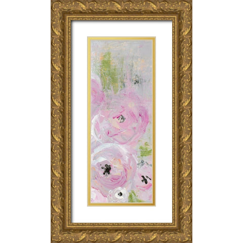 Pink Pastel Floral I Gold Ornate Wood Framed Art Print with Double Matting by James, Nola
