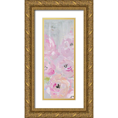 Pink Pastel Floral II Gold Ornate Wood Framed Art Print with Double Matting by James, Nola