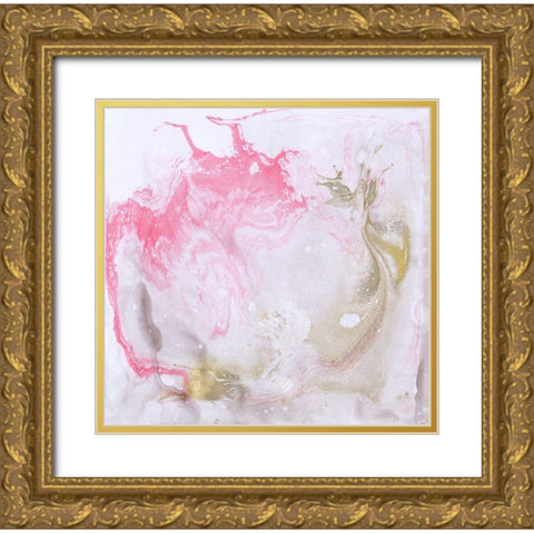 Lost in a Cloud of Pink Gold Ornate Wood Framed Art Print with Double Matting by James, Nola