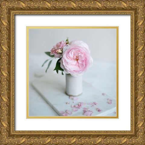 A Single Rose Gold Ornate Wood Framed Art Print with Double Matting by Gardner, Sarah