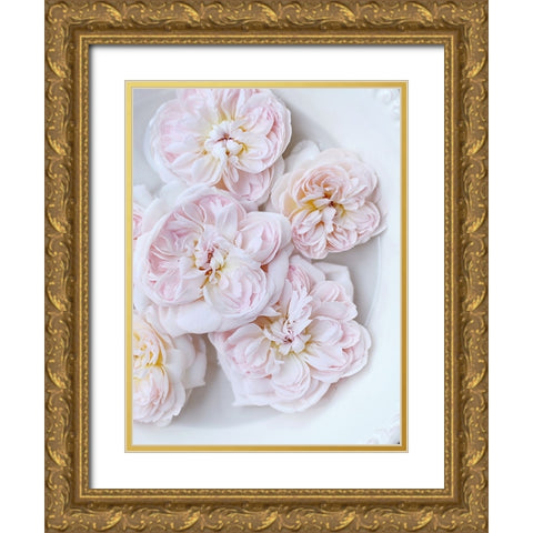 Pink Floating Floral Gold Ornate Wood Framed Art Print with Double Matting by Gardner, Sarah