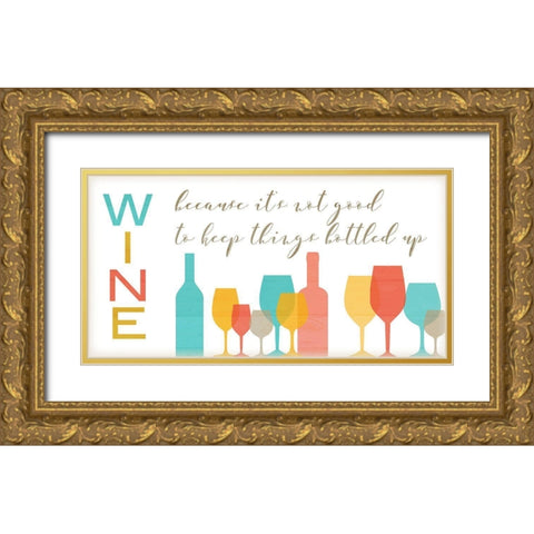 Not Good To Keep Things Bottled Up Gold Ornate Wood Framed Art Print with Double Matting by Quach, Anna