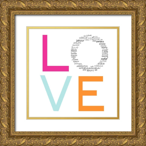 LOVE Gold Ornate Wood Framed Art Print with Double Matting by Quach, Anna