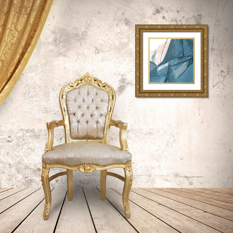 Blue on White Abstract II Gold Ornate Wood Framed Art Print with Double Matting by Maria, Robin