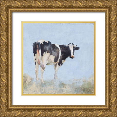 Posing Cow Gold Ornate Wood Framed Art Print with Double Matting by Green, Jenny