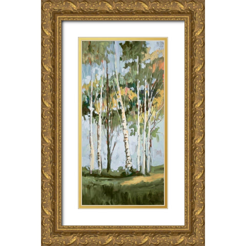 Golden Birch Trees II Gold Ornate Wood Framed Art Print with Double Matting by Slivka, Jane