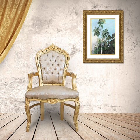 Palms on the Coast Gold Ornate Wood Framed Art Print with Double Matting by Slivka, Jane