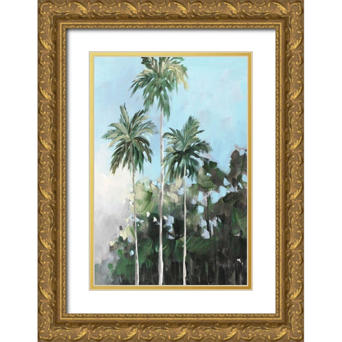 Palms on the Coast Gold Ornate Wood Framed Art Print with Double Matting by Slivka, Jane