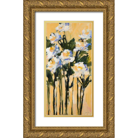 Long Stem Roses Gold Ornate Wood Framed Art Print with Double Matting by Slivka, Jane