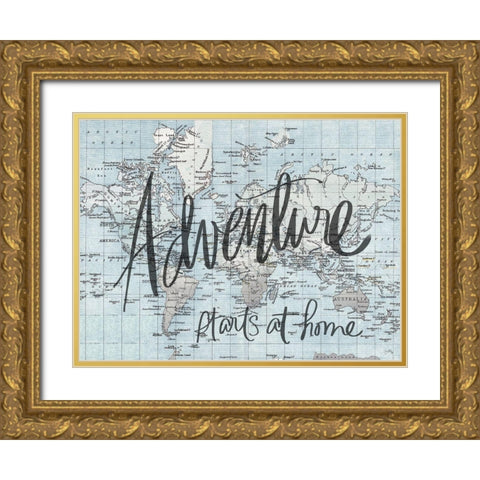 Starts at Home Gold Ornate Wood Framed Art Print with Double Matting by Medley, Elizabeth